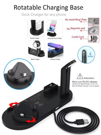 5-in-1 Wireless Charging Station – 40W Fast Charge, for iPhone/Android, Desk Stand, Black/White