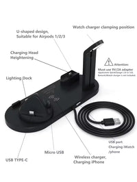 5-in-1 Wireless Charging Station – 40W Fast Charge, for iPhone/Android, Desk Stand, Black/White