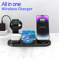 5-in-1 Wireless Charging Station – 40W Fast Charge, for iPhone/Android, Desk Stand, Black/White