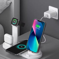 5-in-1 Wireless Charging Station – 40W Fast Charge, for iPhone/Android, Desk Stand, Black/White