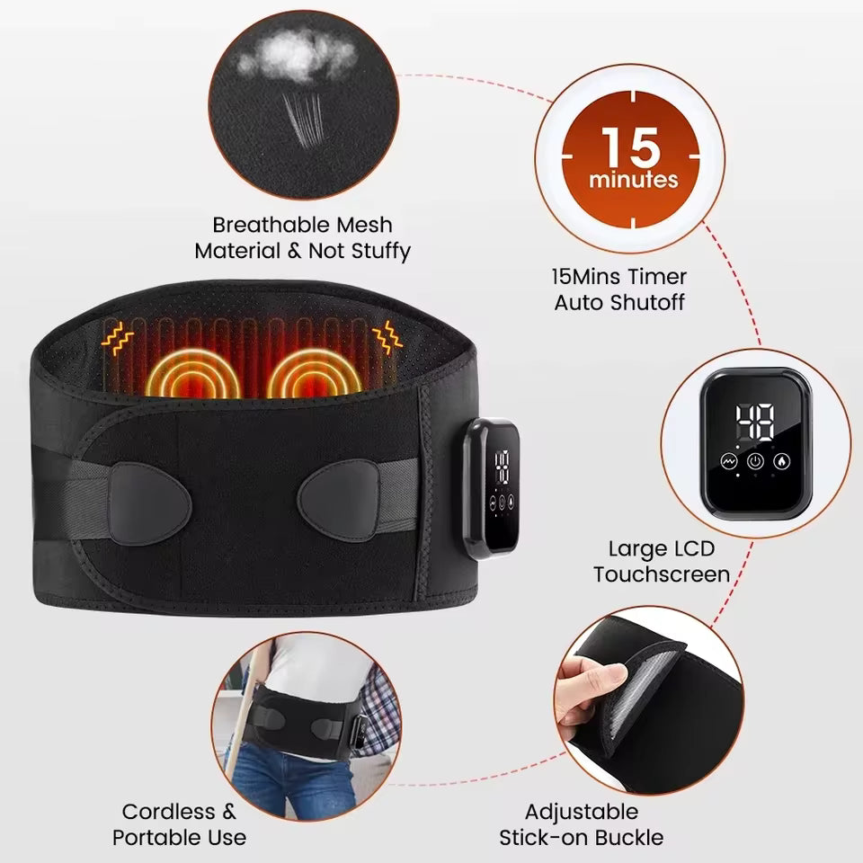 Cordless Lower Back Massager with Heat – Portable & Rechargeable