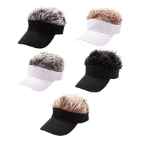 Men's Fashion Visor with Fake Hair – Spiked Wig Cap, UV Protection, Adjustable