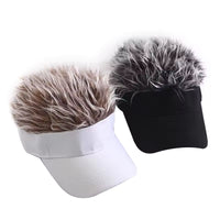Men's Fashion Visor with Fake Hair – Spiked Wig Cap, UV Protection, Adjustable