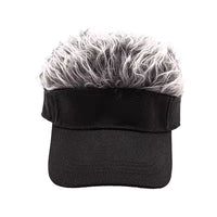 Men's Fashion Visor with Fake Hair – Spiked Wig Cap, UV Protection, Adjustable