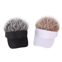 Men's Fashion Visor with Fake Hair – Spiked Wig Cap, UV Protection, Adjustable