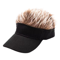 Men's Fashion Visor with Fake Hair – Spiked Wig Cap, UV Protection, Adjustable