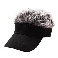 Men's Fashion Visor with Fake Hair – Spiked Wig Cap, UV Protection, Adjustable