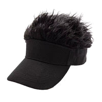 Men's Fashion Visor with Fake Hair – Spiked Wig Cap, UV Protection, Adjustable