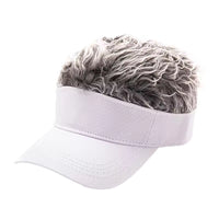 Men's Fashion Visor with Fake Hair – Spiked Wig Cap, UV Protection, Adjustable