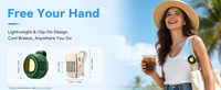 Whirlwind Clip-on Fan – Bladeless, 360° Rotation, 3 Speeds, USB-C, for Hiking/Commuting/Office