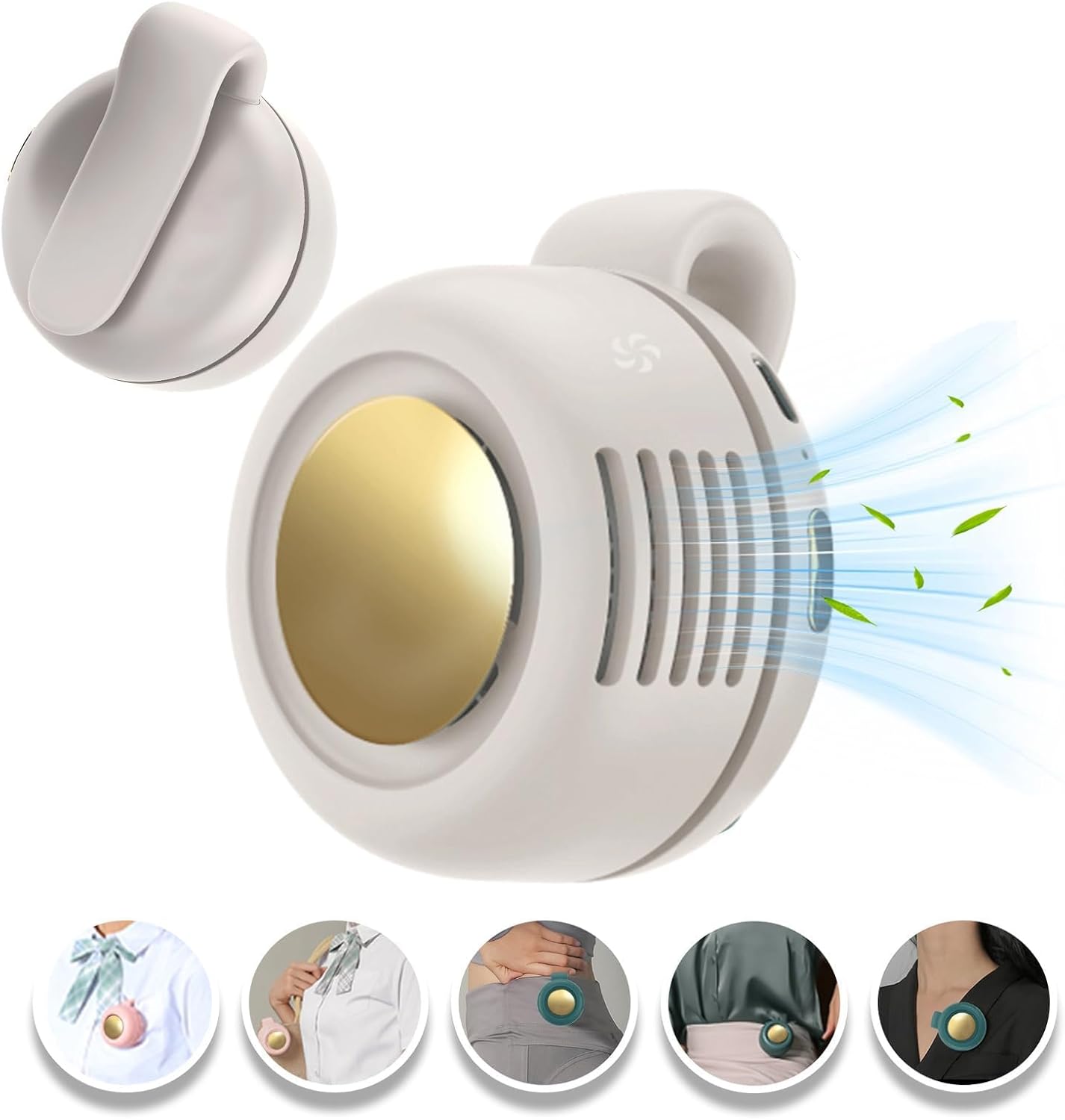 Hands-Free Bladeless Fan – 360° Rotation, 3 Speeds, 5.5H Battery, for Hiking/Commuting/Office