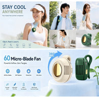 Whirlwind Clip-on Fan – Bladeless, 360° Rotation, 3 Speeds, USB-C, for Hiking/Commuting/Office