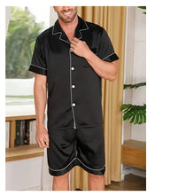 Men's Satin Pajama Set – 2-Piece Short Sleeve, Silky Soft, Lapel Collar, with Pockets, S-XL