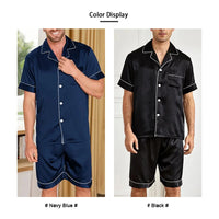 Men's Satin Pajama Set – 2-Piece Short Sleeve, Silky Soft, Lapel Collar, with Pockets, S-XL