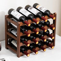 Eco-Friendly Bamboo Wine Rack – Stackable, 2/3/4-Tier, 6-16 Bottle Capacity, Warm Wood Finish