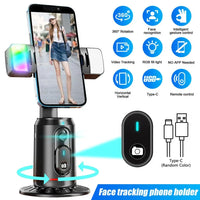 AI Phone Gimbal with Auto-Tracking – 360° Rotation, Gesture Control, No App, for Live Streams & Selfies