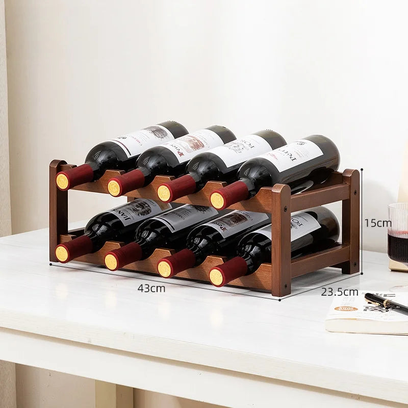 Botellero Ecológico de Bambú – Apilable, 2/3/4 Niveles, Capacidad para 6-16 Botellas, Acabado de Madera Cálida
