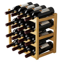 Eco-Friendly Bamboo Wine Rack – Stackable, 2/3/4-Tier, 6-16 Bottle Capacity, Warm Wood Finish