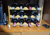 Eco-Friendly Bamboo Wine Rack – Stackable, 2/3/4-Tier, 6-16 Bottle Capacity, Warm Wood Finish