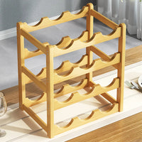 Eco-Friendly Bamboo Wine Rack – Stackable, 2/3/4-Tier, 6-16 Bottle Capacity, Warm Wood Finish