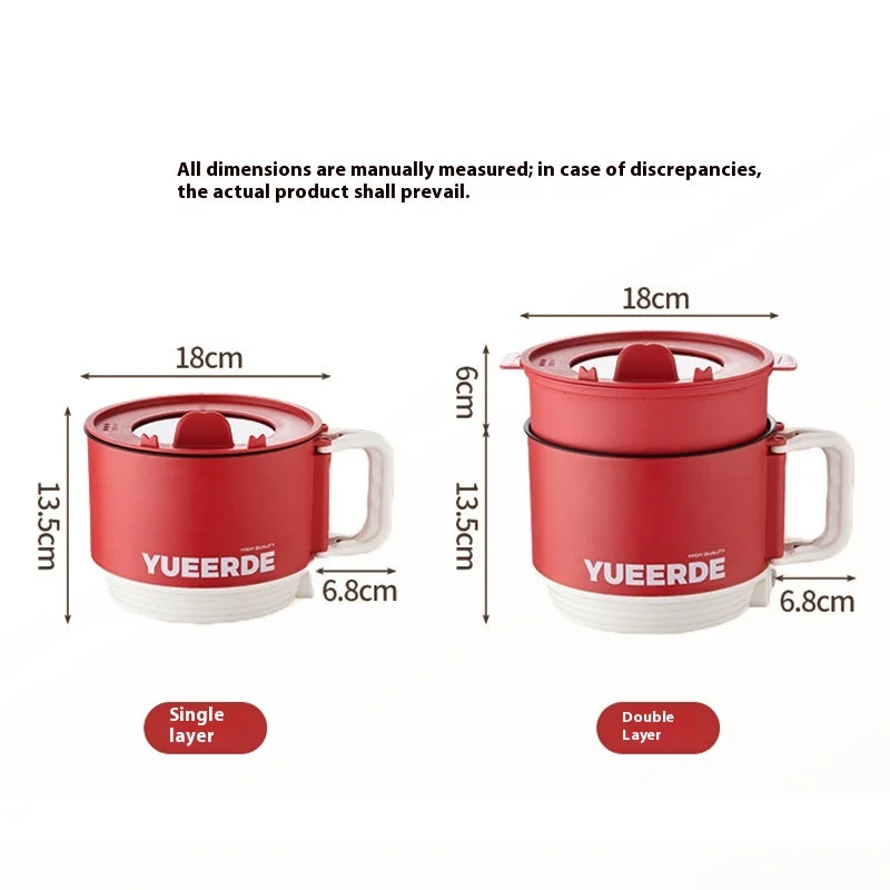 Foldable Electric Cooking Pot 1.5L – Non-Stick, 450W, One/Twi-Layer, Travel/Dorm/Home