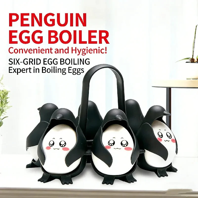6-Egg Penguin Steamer Rack – Built-In Handle, Prevents Cracking, Food-Grade, Fun Kitchen Gadget