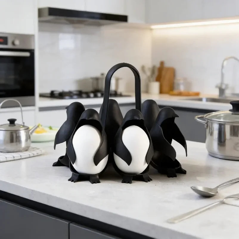 6-Egg Penguin Steamer Rack – Built-In Handle, Prevents Cracking, Food-Grade, Fun Kitchen Gadget
