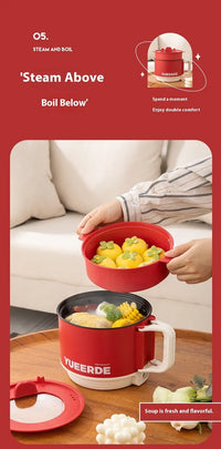 Foldable Electric Cooking Pot 1.5L – Non-Stick, 450W, One/Twi-Layer, Travel/Dorm/Home