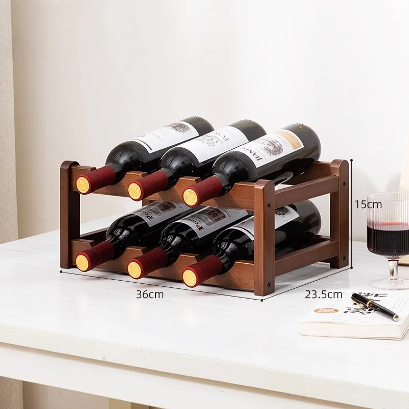 Botellero Ecológico de Bambú – Apilable, 2/3/4 Niveles, Capacidad para 6-16 Botellas, Acabado de Madera Cálida