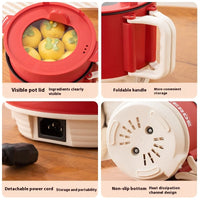 Foldable Electric Cooking Pot 1.5L – Non-Stick, 450W, One/Twi-Layer, Travel/Dorm/Home