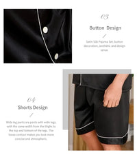 Men's Satin Pajama Set – 2-Piece Short Sleeve, Silky Soft, Lapel Collar, with Pockets, S-XL