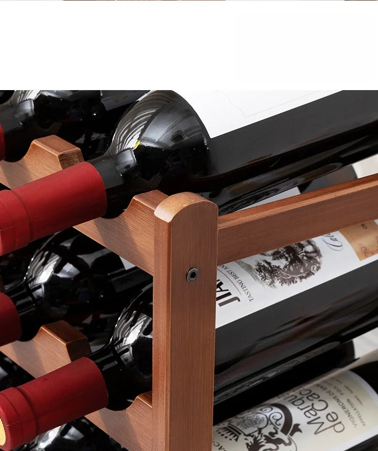 Botellero Ecológico de Bambú – Apilable, 2/3/4 Niveles, Capacidad para 6-16 Botellas, Acabado de Madera Cálida