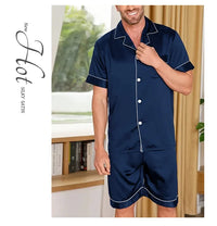 Men's Satin Pajama Set – 2-Piece Short Sleeve, Silky Soft, Lapel Collar, with Pockets, S-XL