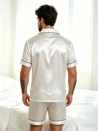 Men's Satin Pajama Set – 2-Piece Short Sleeve, Silky Soft, Lapel Collar, with Pockets, S-XL