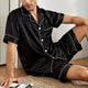 Men's Satin Pajama Set – 2-Piece Short Sleeve, Silky Soft, Lapel Collar, with Pockets, S-XL