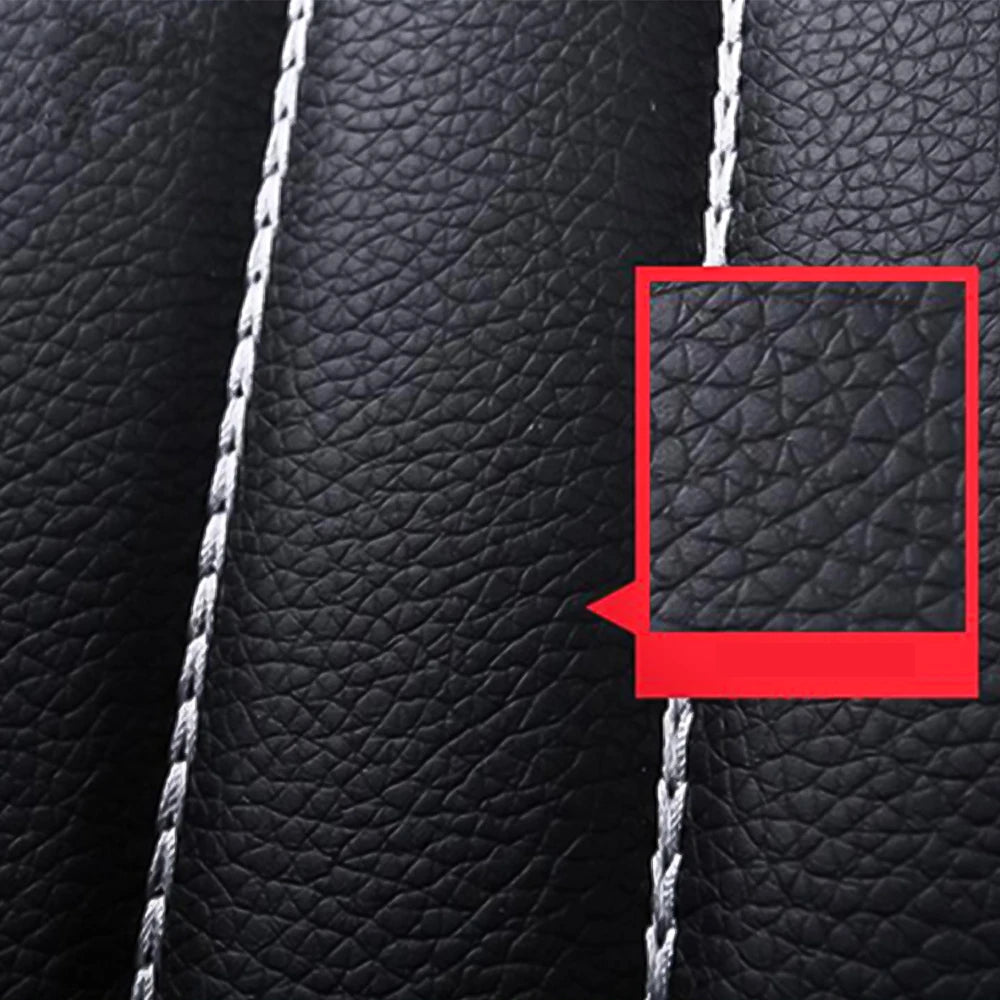Fundas de asiento de coche de lujo de piel sintética – Juego completo, impermeables, ajuste universal, para todas las estaciones, negras