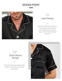 Men's Satin Pajama Set – 2-Piece Short Sleeve, Silky Soft, Lapel Collar, with Pockets, S-XL