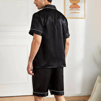 Men's Satin Pajama Set – 2-Piece Short Sleeve, Silky Soft, Lapel Collar, with Pockets, S-XL