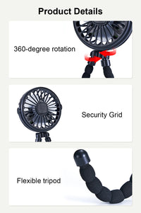 3-Speed Baby Stroller Fan – Clip & Bladeless