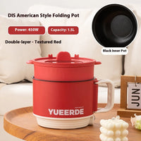 Foldable Electric Cooking Pot 1.5L – Non-Stick, 450W, One/Twi-Layer, Travel/Dorm/Home