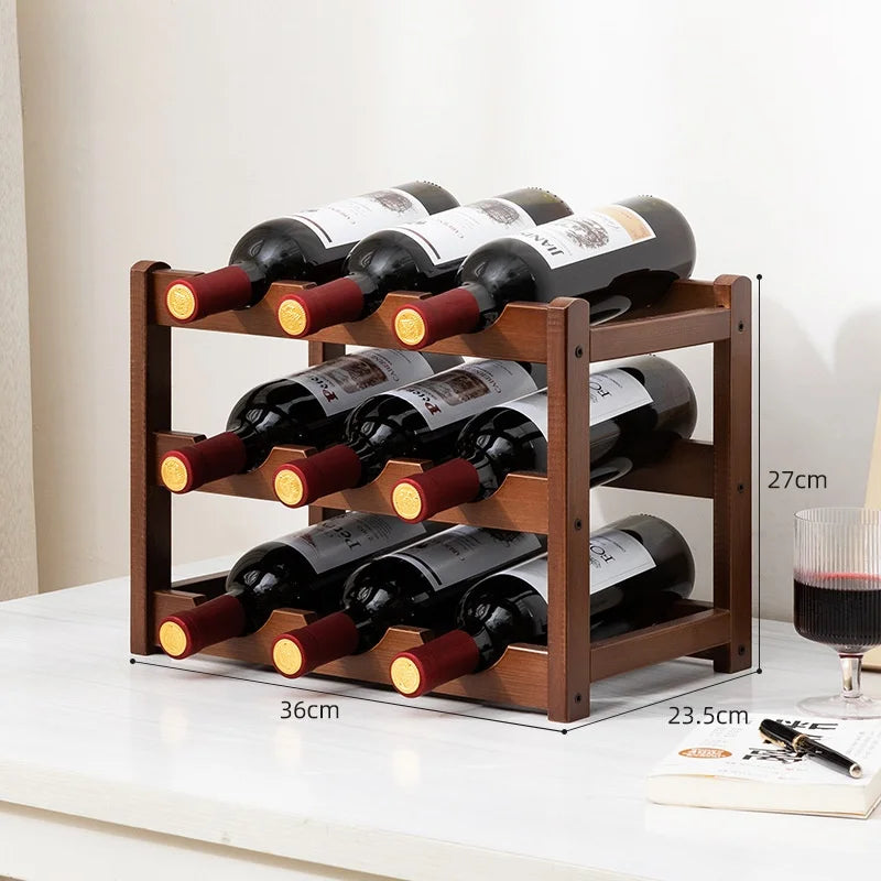 Botellero Ecológico de Bambú – Apilable, 2/3/4 Niveles, Capacidad para 6-16 Botellas, Acabado de Madera Cálida