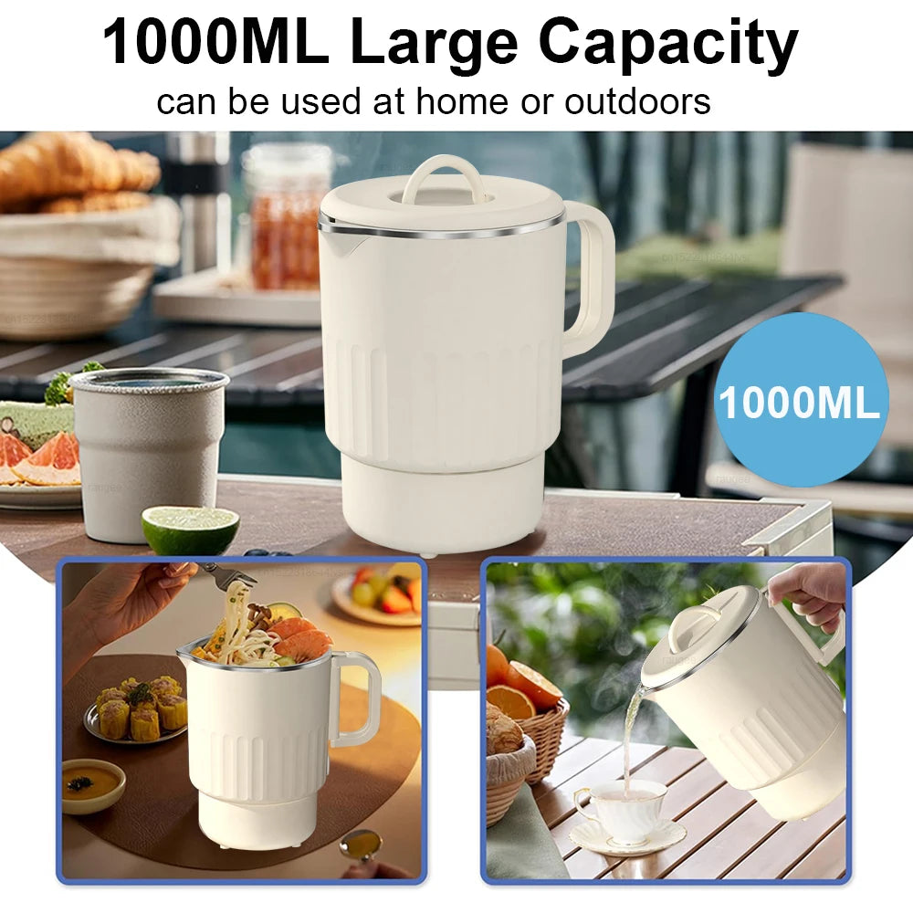 Mini Hervidor Eléctrico Plegable – 1000ml, Retráctil, Calentador de Agua de Viaje, Olla Portátil para Hervir