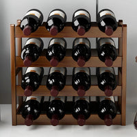 Eco-Friendly Bamboo Wine Rack – Stackable, 2/3/4-Tier, 6-16 Bottle Capacity, Warm Wood Finish