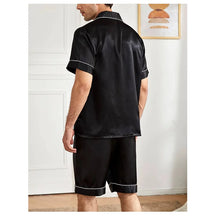 Men's Satin Pajama Set – 2-Piece Short Sleeve, Silky Soft, Lapel Collar, with Pockets, S-XL