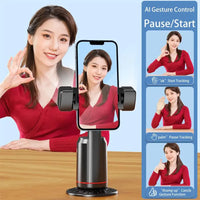 AI Phone Gimbal with Auto-Tracking – 360° Rotation, Gesture Control, No App, for Live Streams & Selfies