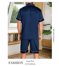 Men's Satin Pajama Set – 2-Piece Short Sleeve, Silky Soft, Lapel Collar, with Pockets, S-XL