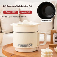 Foldable Electric Cooking Pot 1.5L – Non-Stick, 450W, One/Twi-Layer, Travel/Dorm/Home