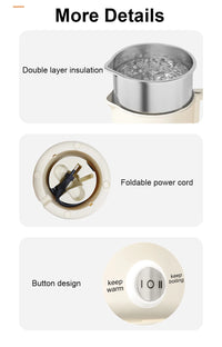 Mini Folding Electric Kettle – 1000ml, Collapsible, Travel Water Heater, Portable Boiling Pot