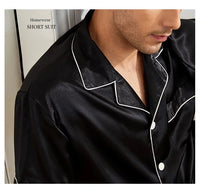 Men's Satin Pajama Set – 2-Piece Short Sleeve, Silky Soft, Lapel Collar, with Pockets, S-XL