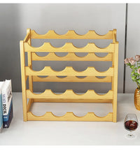 Eco-Friendly Bamboo Wine Rack – Stackable, 2/3/4-Tier, 6-16 Bottle Capacity, Warm Wood Finish